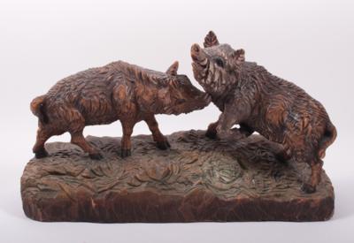 Holzfigurengruppe "Wildschweine" - Antiques, art and jewellery
