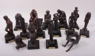 13 kleine Bronzefiguren, Reproduktionen nach berühmten Vobild - Kunst, Antiquitäten und Schmuck