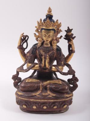 Asiatische Kupferfigur "Avalokiteshvara" - Antiques, art and jewellery