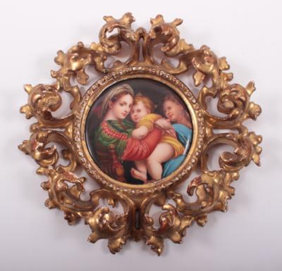 Porzellanbild "Madonna della Sedia", nach Raffael - Antiques, art and jewellery