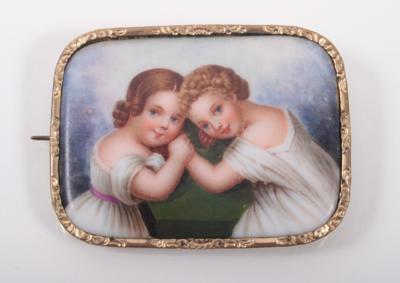 Porzellanbildchen "Zwei Mädchen" - Umění, starožitnosti, šperky