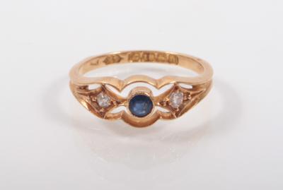 Saphir- Altschliffdiamantendamenring - Arte, antiquariato e gioielli