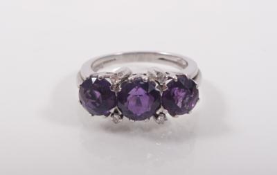 Amethyst- Diamantdamenring - Kunst, Antiquitäten und Schmuck