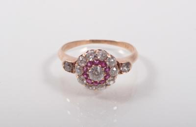 Altschliffdiamant- Rubindamen Ring - Umění, starožitnosti, šperky
