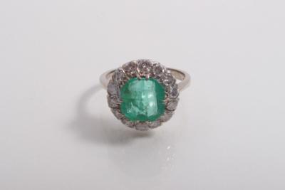 Smaragd- Brillantdamenring - Arte, antiquariato e gioielli