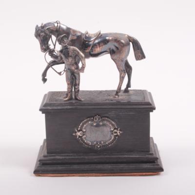 Silberne Statuette "Jockey und Pferd" - Umění, starožitnosti, šperky