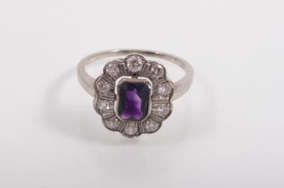 Amethyst- Diamantdamenring - Arte, antiquariato e gioielli