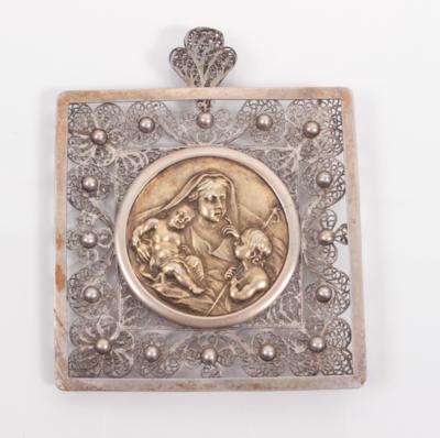 Großer BiedermeierMedaillenanhänger "Madonna mit Kind und Johannesknaben" - Art Antiques and Jewelry