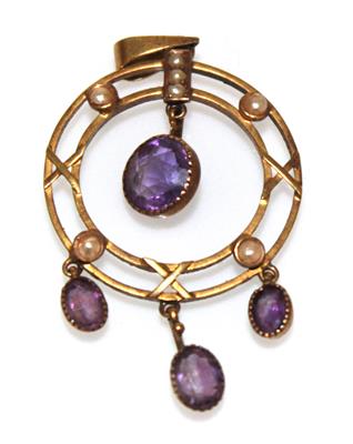 Amethyst- Halbperlenanhänger - Art and antiques