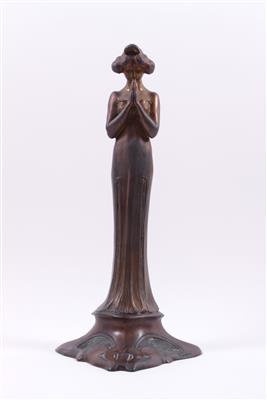 Jugendstil Bronzefigur "Mädchen in andächtiger Haltung" - Kunst, Antiquitäten und Schmuck