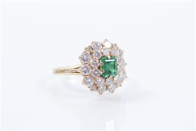 Smaragd- Brillantdamenring - Art, antiques and jewellery