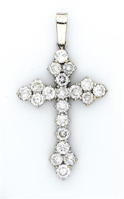 Brillantkreuz zus. 9,40 ct - Schmuck und Uhren