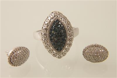 Diamantschmuckgarnitur zus. ca 1 ct - Jewellery and watches