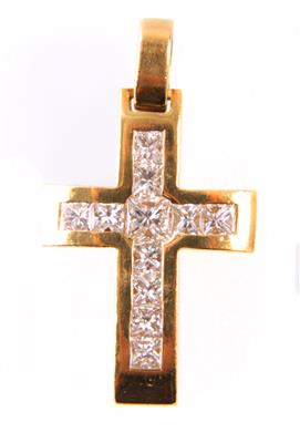 Diamantkreuz zus. ca. 1 ct - Gioielli, orologi e antiquariato