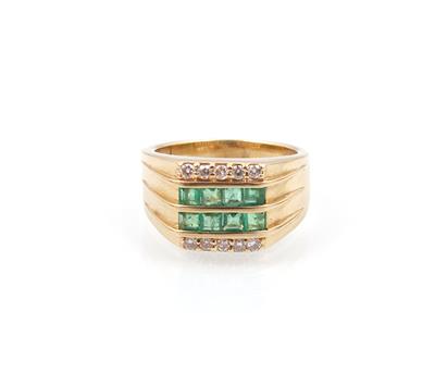 Smaragd Brillant Damenring - Gioielli, orologi e antiquariato