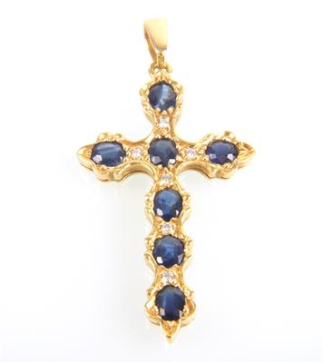 Brillant-Saphir Kreuz - Schmuck und Uhren