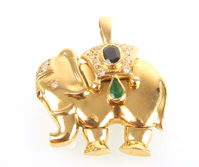 Brillant Farbsteinanhänger "Elefant" - Schmuck und Uhren