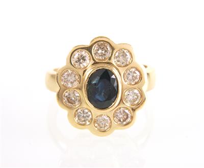 Brillant-Saphir-Ring zus. ca.1 ct - Gioielli e orologi