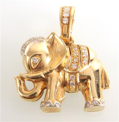 Brillantanhänger zus. ca. 0,55 ct "Elefant" - Gioielli e orologi