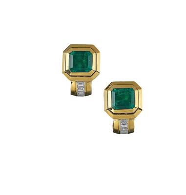 Diamant Smaragd Ohrsteckclips - Schmuck und Uhren