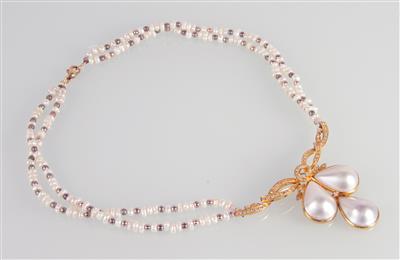 Diamantcollier zus. ca.0,80 ct,2-reihig - Gioielli e orologi