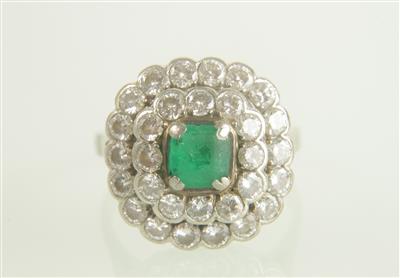 Brillant Smaragd Ring zus. ca. 1,70 ct - Jewellery and watches