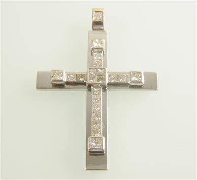 Diamantkreuz zus. ca. 3,10 ct - Schmuck und Uhren