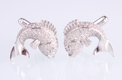 Brillant Manchettenknöpfe "Fische" zus. ca. 1,20 ct - Jewellery and watches