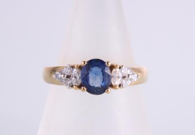 Brillant-Diamant-Saphir Ring - Schmuck und Uhren