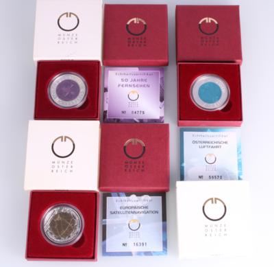 Bimetall Niobmünzen 25.- Euro 3 Stück Silber 900 - Jewellery and watches