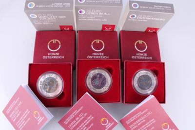 Bimetall Niobmünzen 25.- Euro 3 Stück Silber 900 - Gioielli e orologi