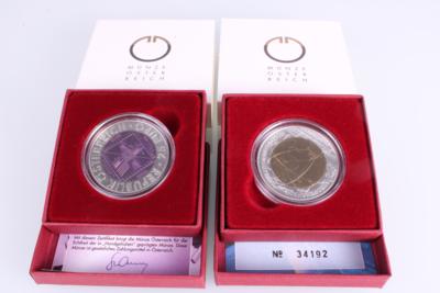 Bimetall Niobmünzen 25 Euro 2 Stück Silber 900 - Gioielli e orologi
